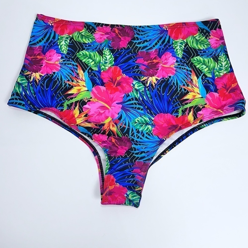 Women's Floral Size Large Swim Bottom Vibrant Colorful Tropical